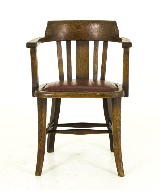 B455 Antique Oak Arm Chair, Lawyer, Court Room, Office Chair
