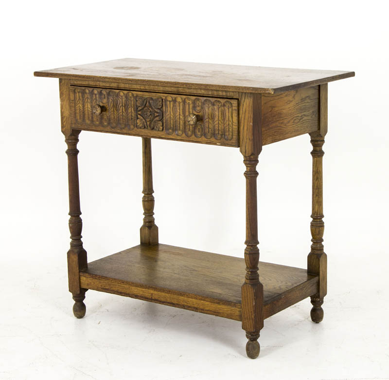 B567 Antique Carved Oak Hall Table With Drawer Heatherbrae Antiques